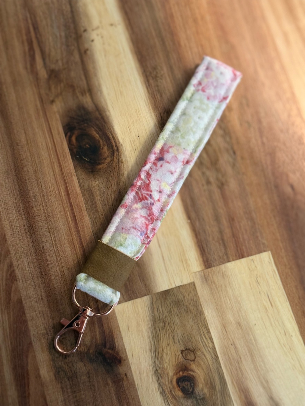 Floral Pink Wrist Key & Card Holder Strap